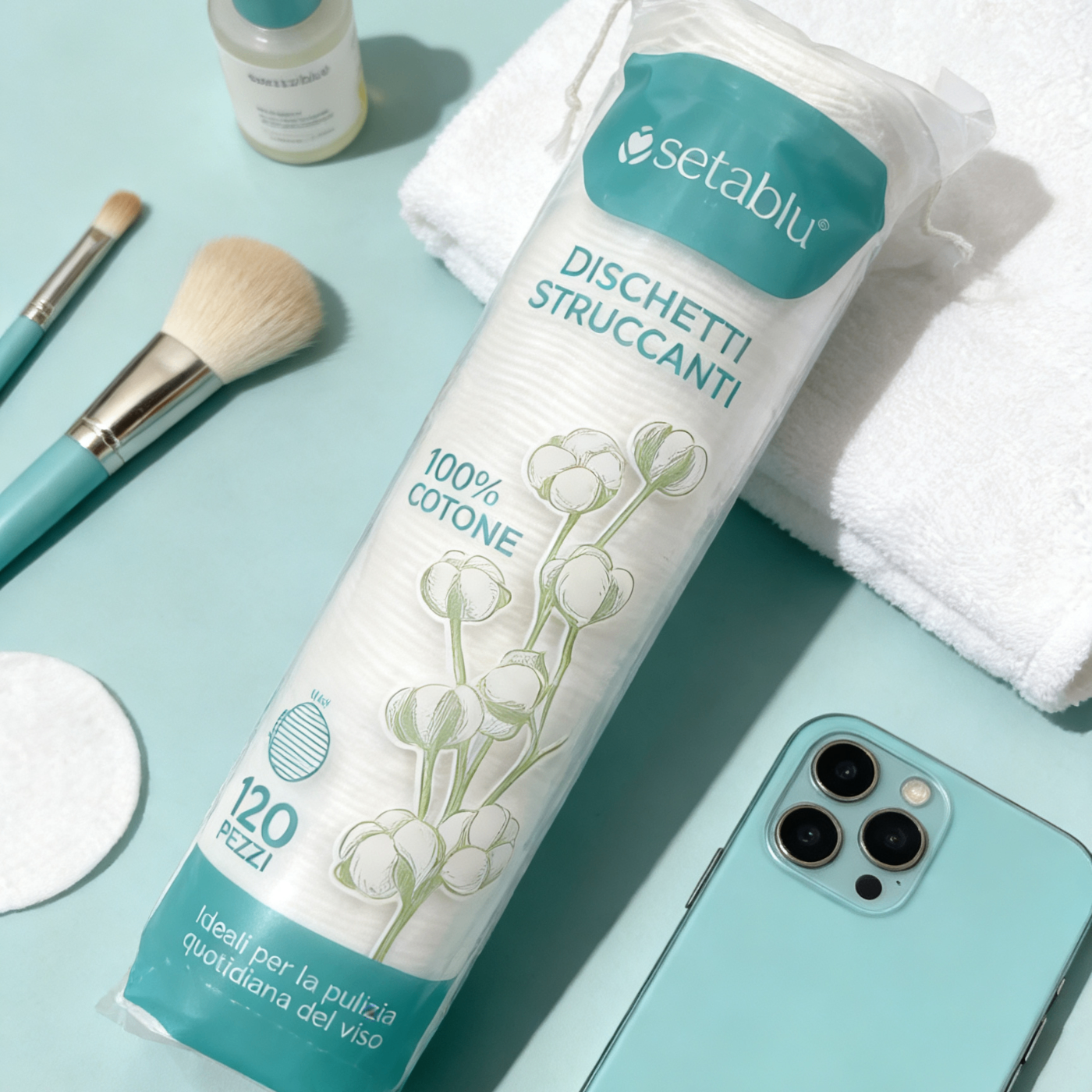 Set 120 Dischetti di Cotone - Per Pulizia Viso e Rimozione Trucco
