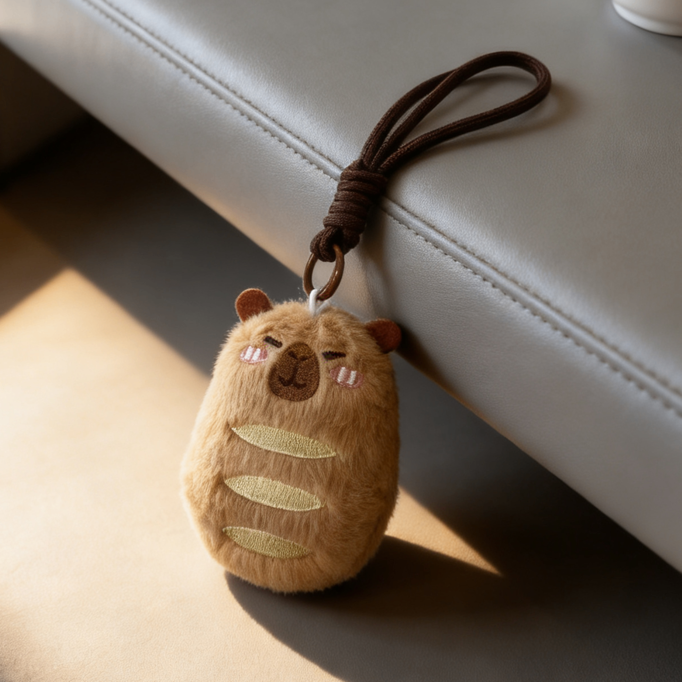 Peluche Portachiavi a Forma di Pane - Morbido Ciondolo per Borsa
