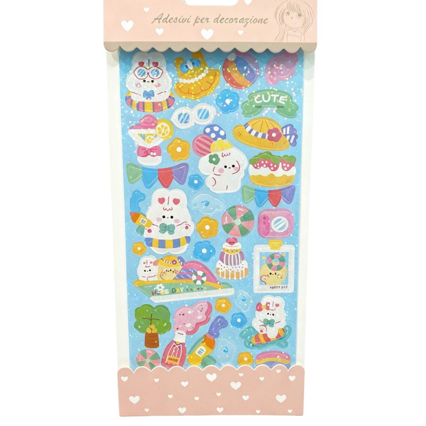 Stickers Kawaii Glitter Azzurri