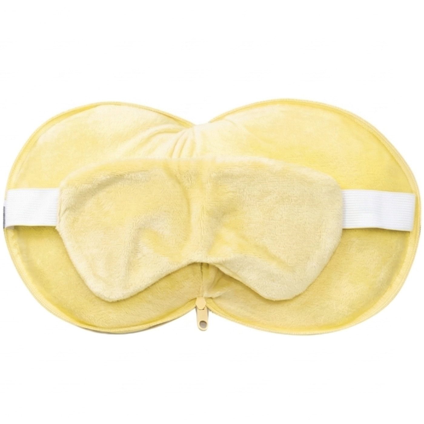 Cuscino da Viaggio Cane Giallo "Pudding" 2-in-1 - Peluche Morbido con Mascherina Integrata