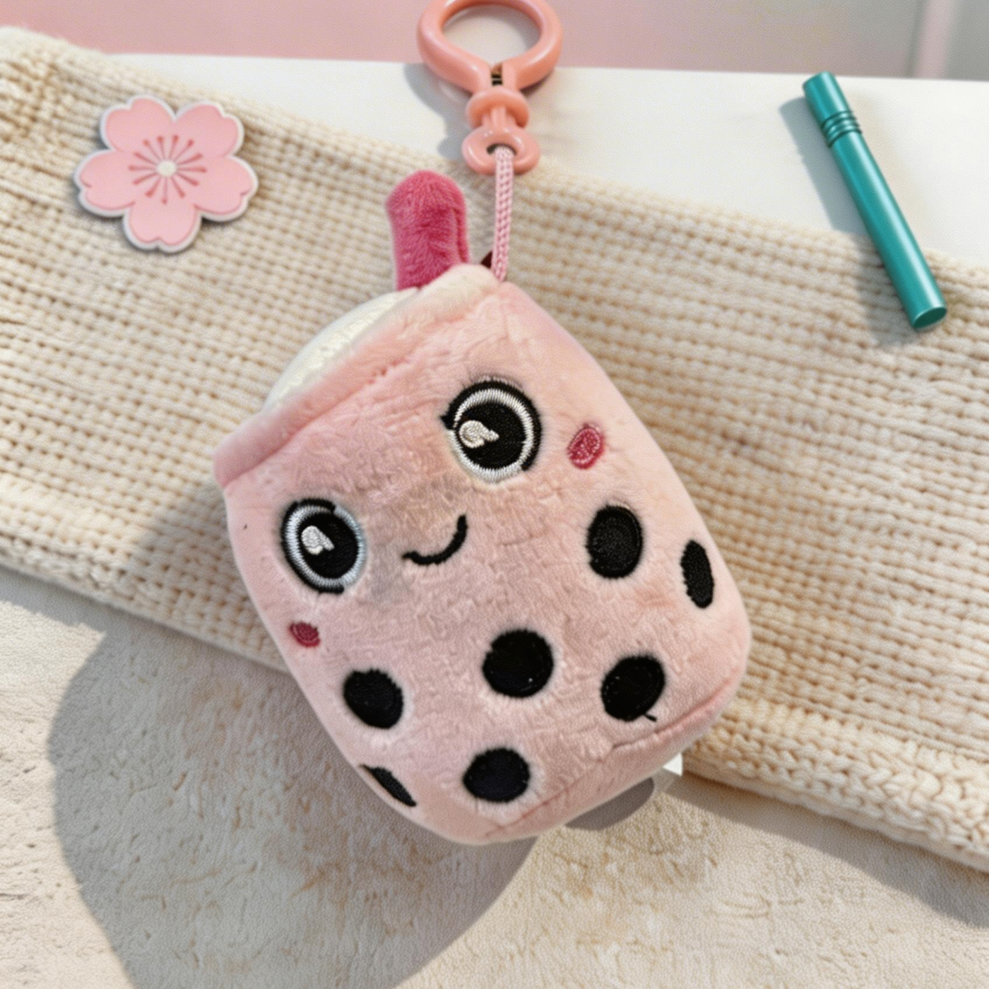 Peluche Portachiavi Bubble Tea Squishy (8cm) - Morbido Ciondolo per Zaino