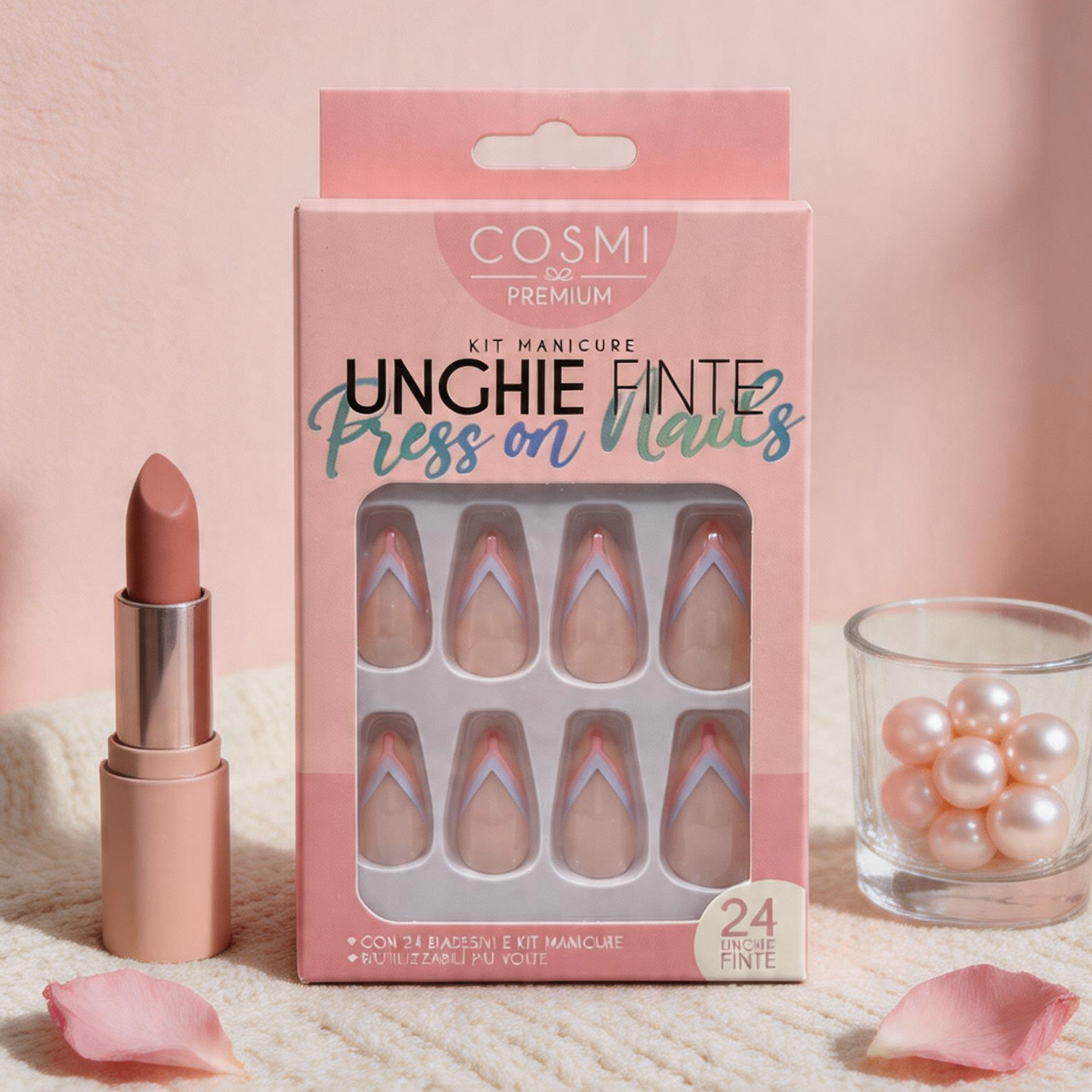 Unghie Press-on 24pz - Effetto Nude e French Chic