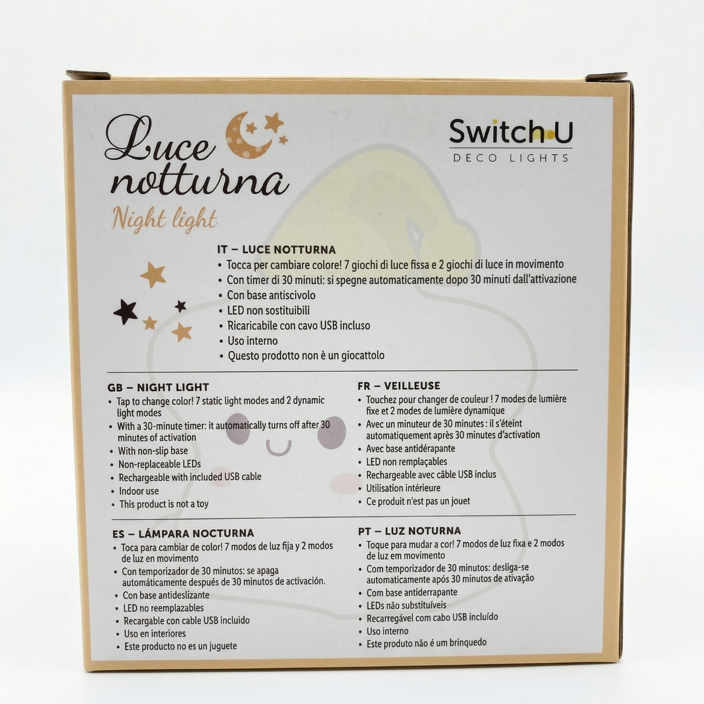 Lampada led notturna stella – 7 colori, timer, usb