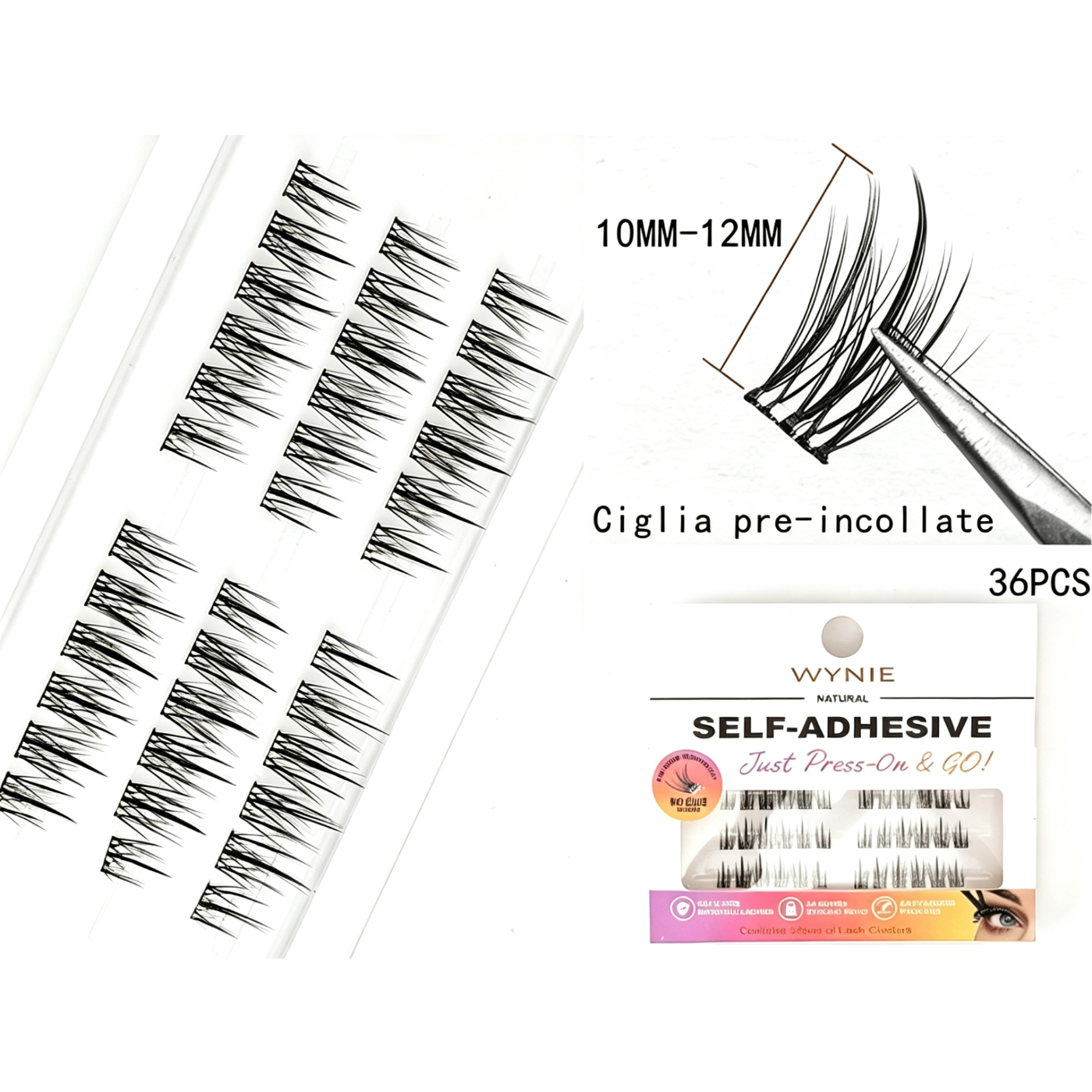 Ciglia Finte Autoadesive Senza Colla - Effetto Naturale 10-12mm