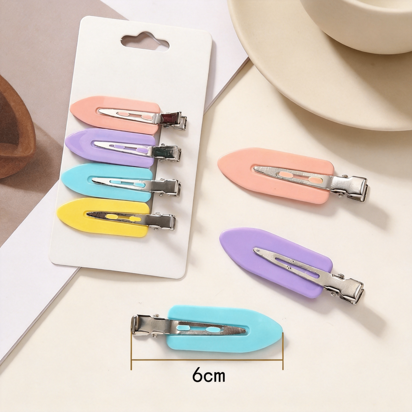 Set 4 Pezzi Fermagli per Capelli Senza Piega, Mollette in Alluminio 6cm per Trucco e Styling