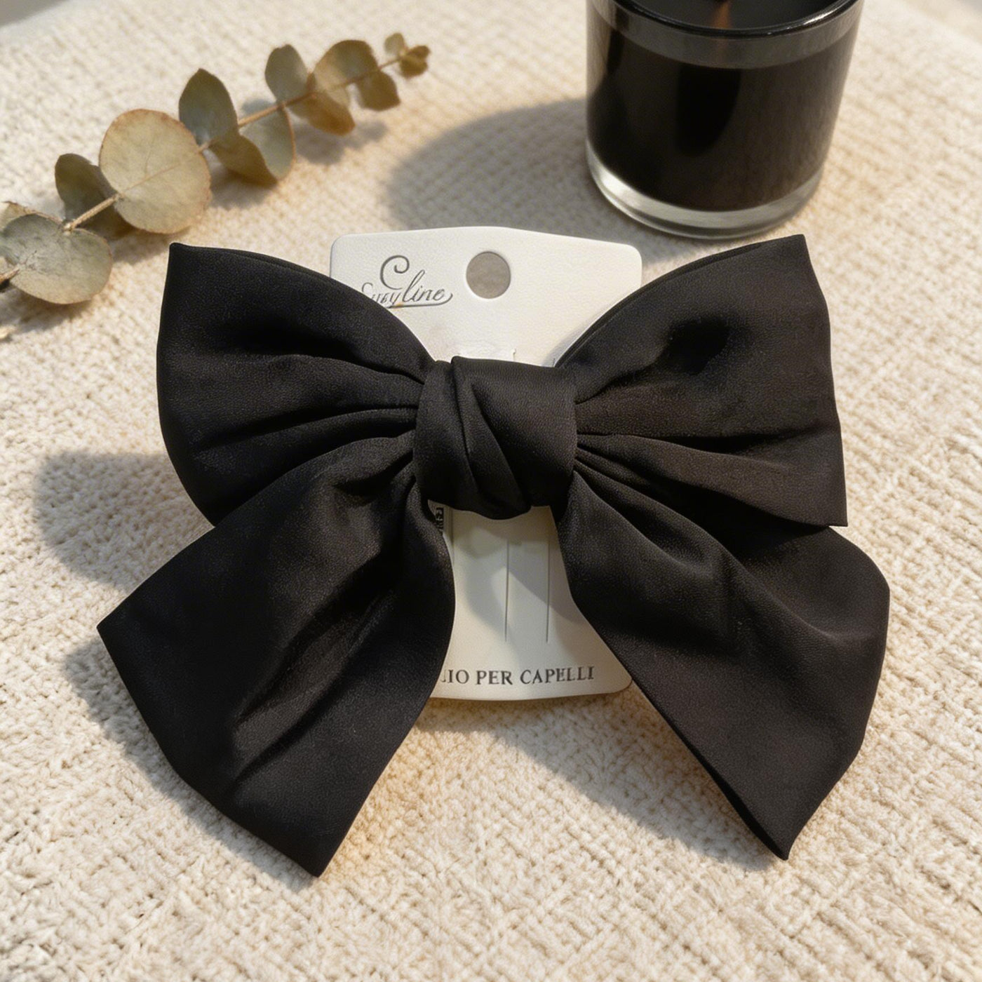 Fermaglio Elegante con Fiocco Nero - Accessorio Capelli Donna