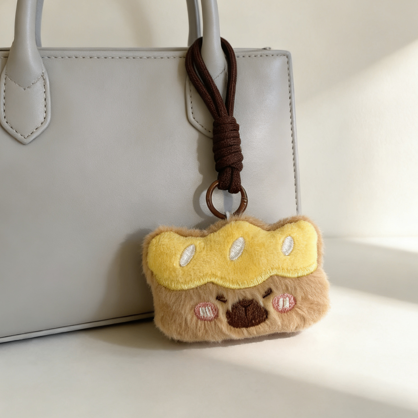 Peluche Portachiavi a Forma di Pane - Morbido Ciondolo per Borsa
