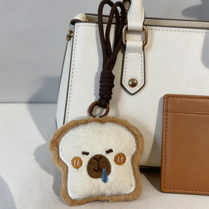 Peluche Portachiavi a Forma di Pane - Morbido Ciondolo per Borsa