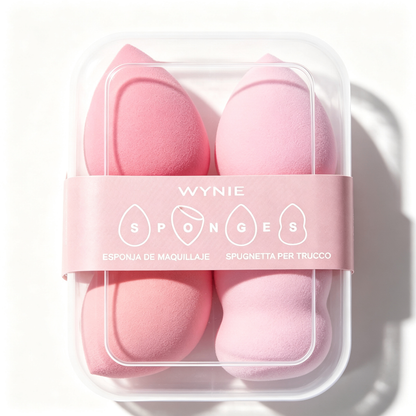 Set 4 Spugne da Trucco con Scatola – Beauty Blender Morbide per Fondotinta