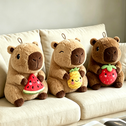 Peluche Capibara con Frutta 30cm - Morbido Pupazzo da Collezione
