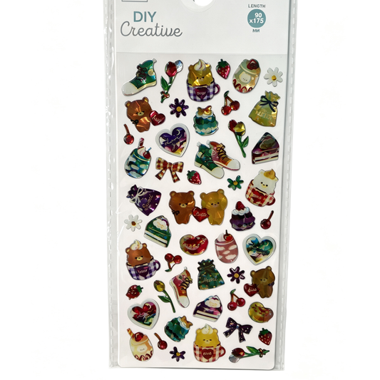 Stickers 3D Orsetto Kawaii | Adesivi Decorativi Vintage per Diario e Regali