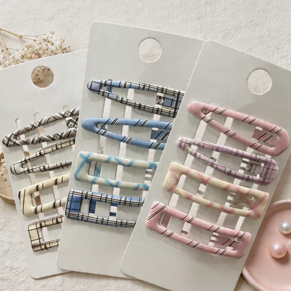 Set Fermagli per Capelli a Quadri