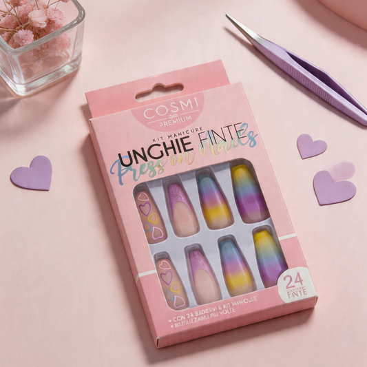 Unghie Finte Ballerina Lunghe - Effetto Sfumatato Arcobaleno
