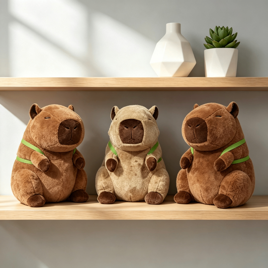 Capibara Peluche 25cm con Zainetto Tartaruga - Animale Morbido Kawaii