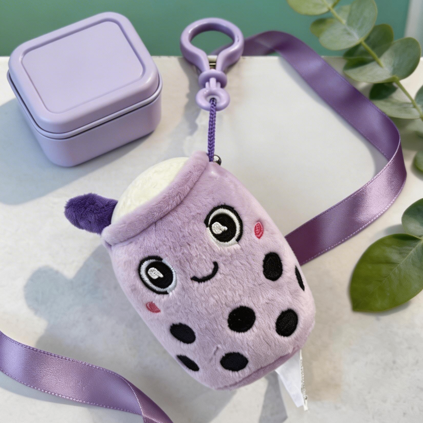 Peluche Portachiavi Bubble Tea Squishy (8cm) - Morbido Ciondolo per Zaino