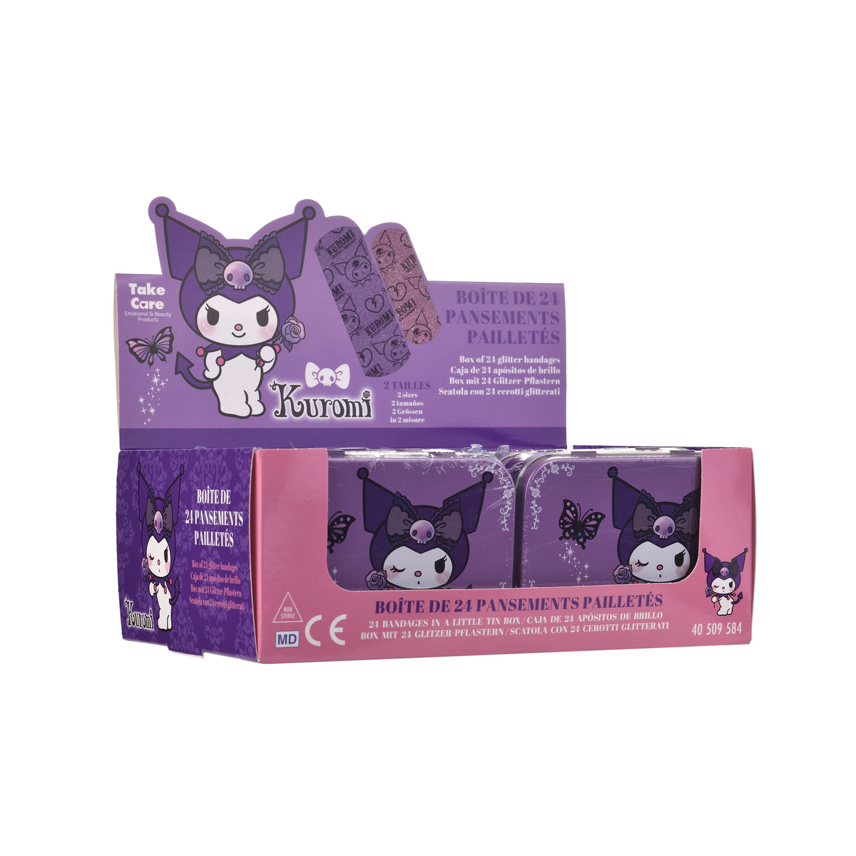 HK KUROMI GLIT BAND AIDS METAL BOX