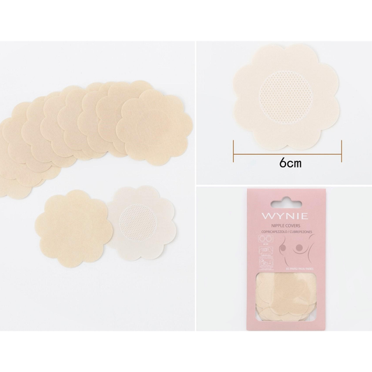 Set 10 Paia di Copricapezzoli Monouso – Adesivi Invisibili a Fiore in Tessuto