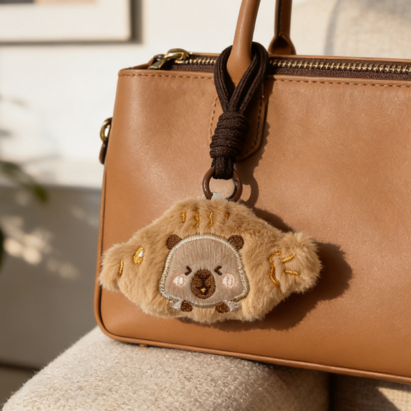 Peluche Portachiavi a Forma di Pane - Morbido Ciondolo per Borsa