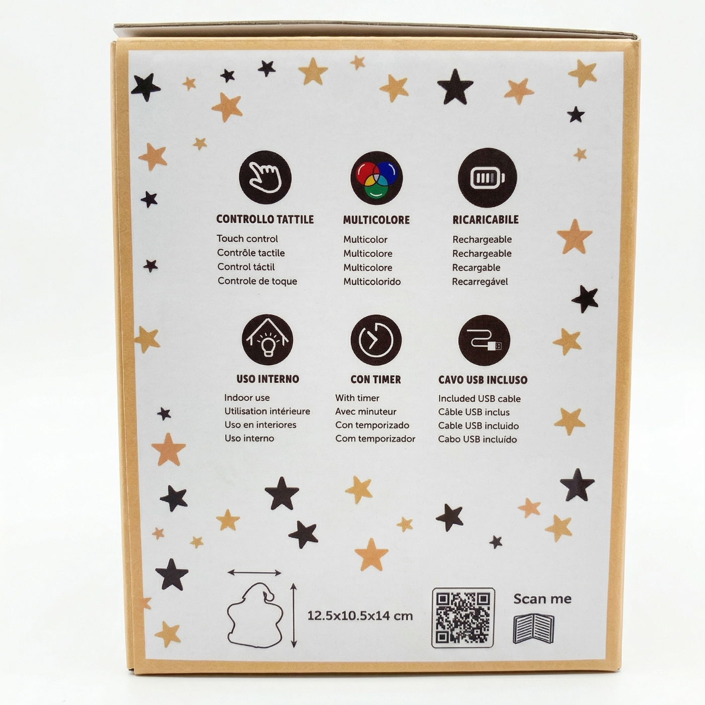 Lampada led notturna stella – 7 colori, timer, usb