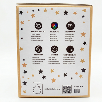 Lampada led notturna stella – 7 colori, timer, usb