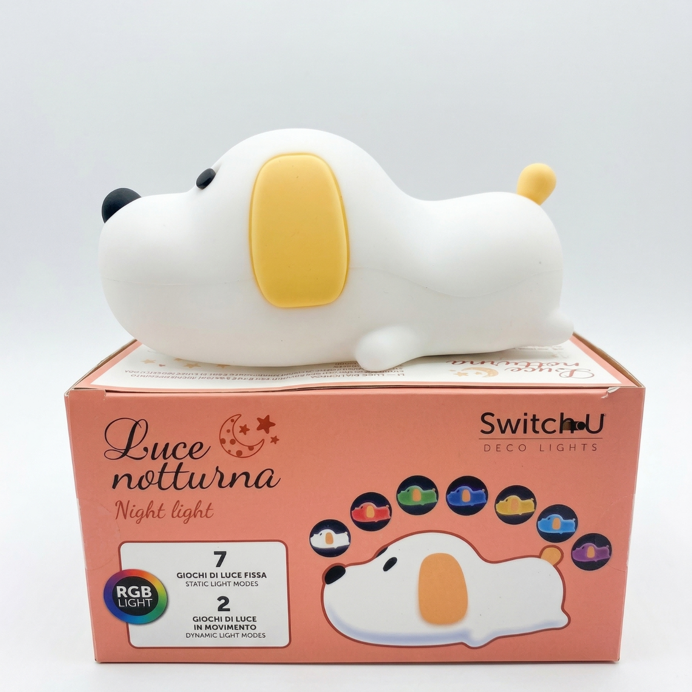 Lampada led notturna cane – 7 colori, timer, usb