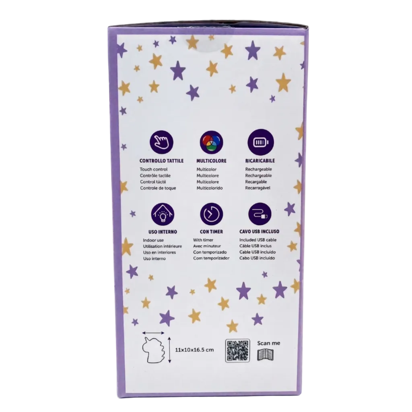 Lampada led notturna  unicorno – 7 colori, timer, usb
