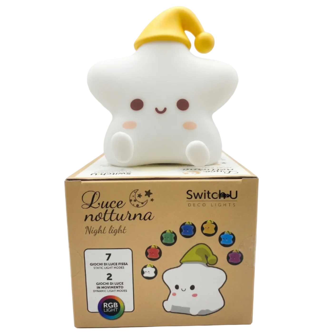 Lampada led notturna stella – 7 colori, timer, usb