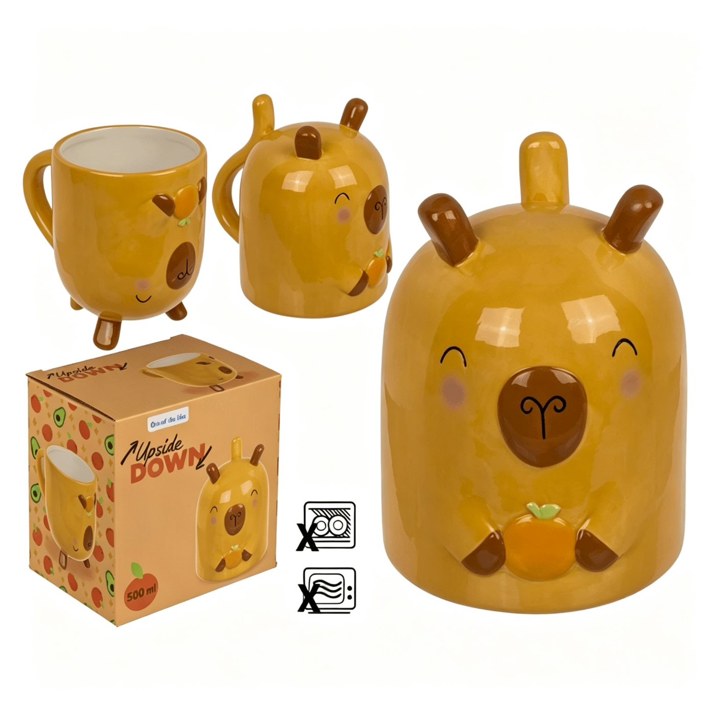 Mug Capibara Capovolto 500ml - Tazza Stile Kawaii