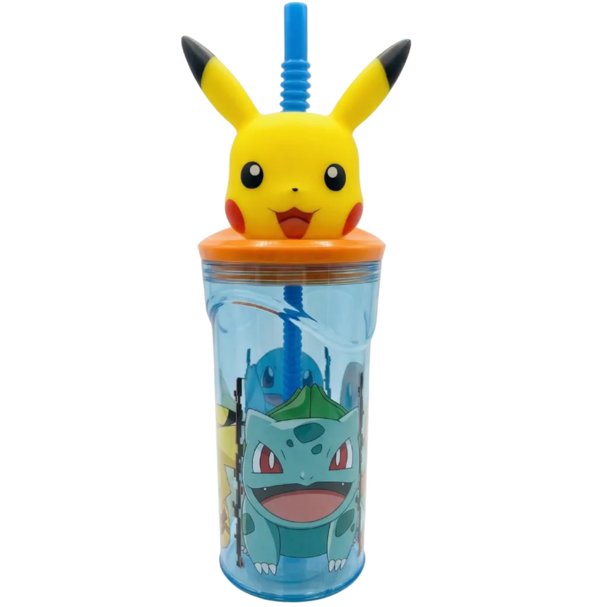 Bicchiere 3D Pokémon Pikachu 360ml con cannuccia - vista frontale