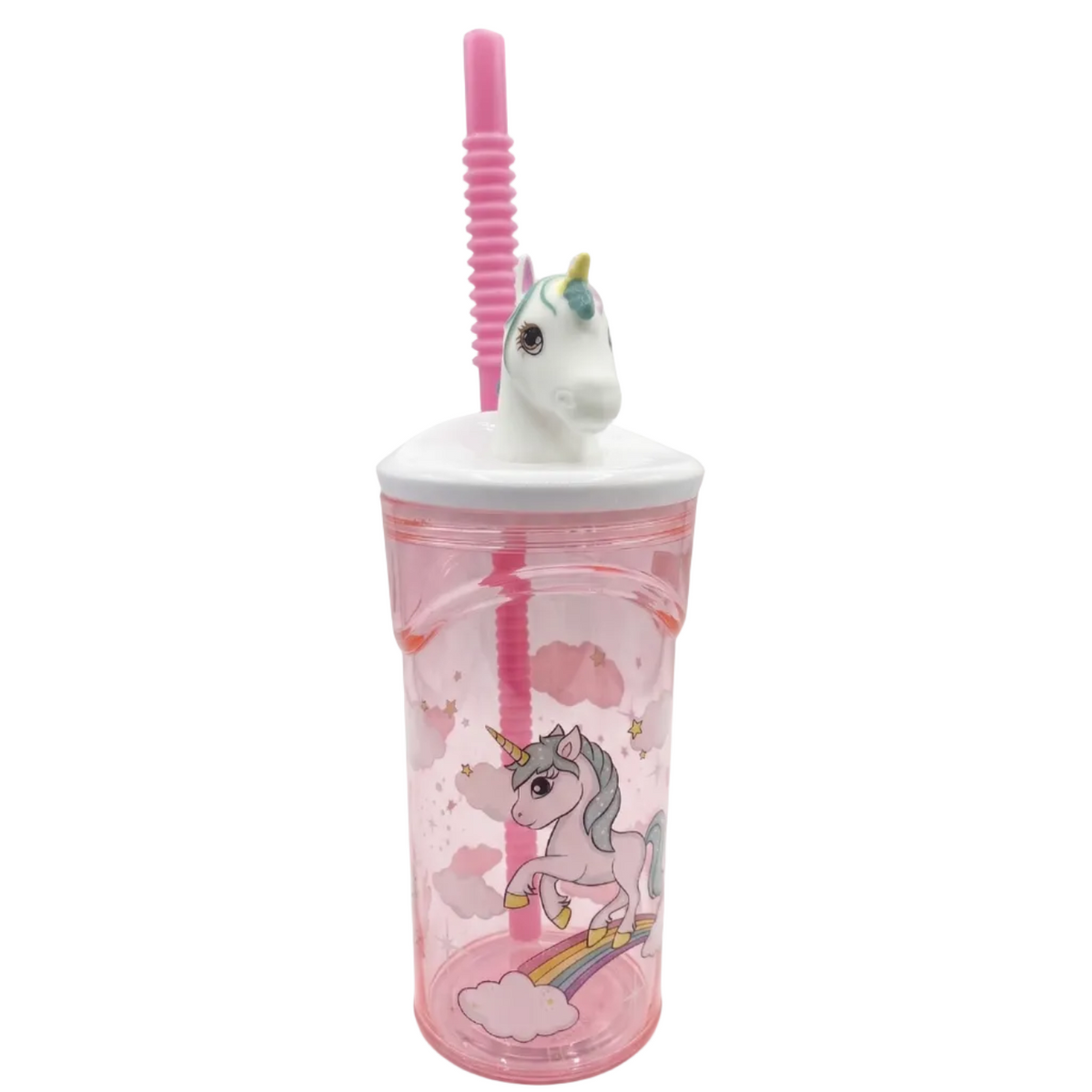 Bicchiere 3D Unicorno 360ml con cannuccia - vista frontale