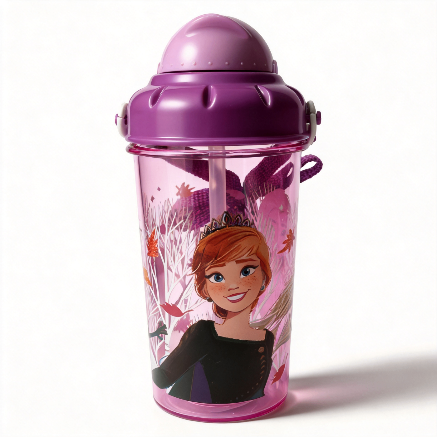 Borraccia Frozen 465ml con cannuccia e tracolla - vista frontale