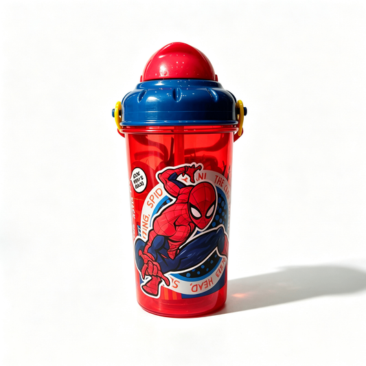Borraccia Spiderman 465ml con cannuccia e tracolla - vista frontale
