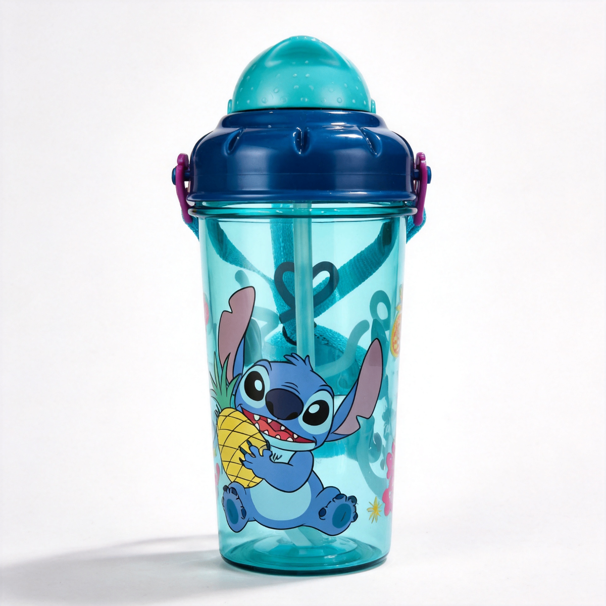 Borraccia Stitch 465ml con cannuccia e tracolla - vista frontale