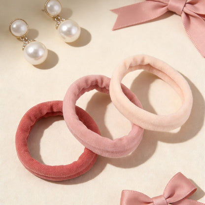 Set di 3 Elastici in Velluto – Rosa e Nero