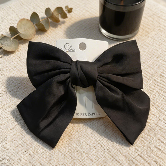 Fermaglio Elegante con Fiocco Nero - Accessorio Capelli Donna