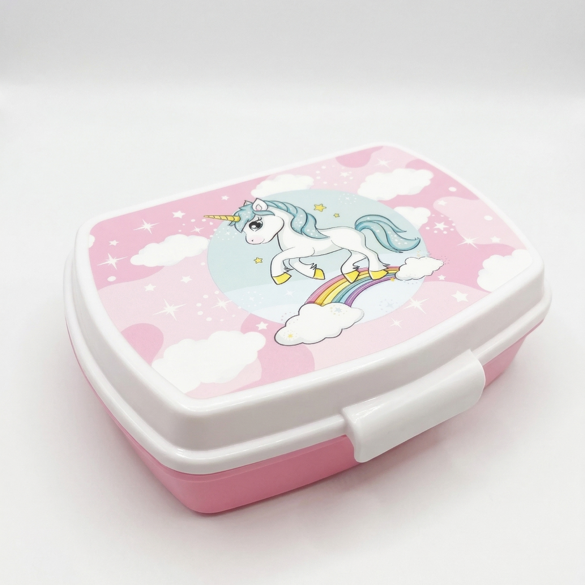 Porta merenda Unicorno rosa scatola portapranzo scuola bambina - vista frontale